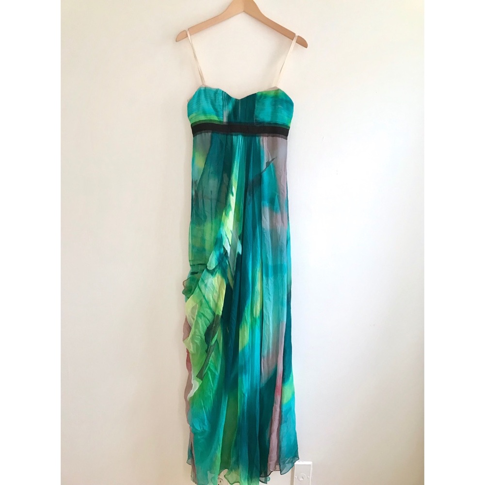 SOLD - BCBG Max Azria Watercolor Silk Chiffon Gown